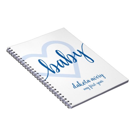 Baby Heart | Helles Classic Blue Blüh Script Notizblock (Rechte Seite)
