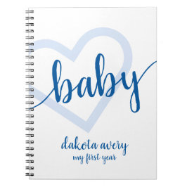 Baby Heart | Helles Classic Blue Blüh Script Notizblock