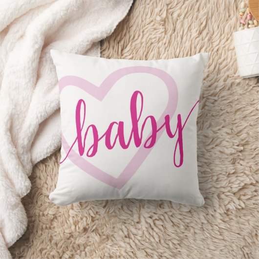 Baby Heart | Hot Pink Magenta Blühe Skript Kissen (Decke)