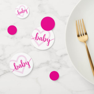 Baby Heart Hot Pink Magenta Blühe Skript Konfetti