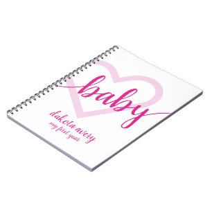 Baby Heart Hot Pink Magenta Blühe Skript Notizblock