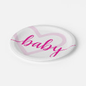 Baby Heart | Hot Pink Magenta Blühe Skript Pappteller (Schrägansicht)