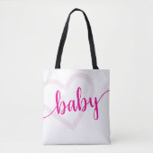 Baby Heart | Hot Pink Magenta Blühe Skript Tasche (Vorderseite)