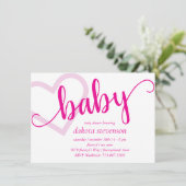 Baby Heart | Hot Pink Magenta Dusche oder Reveal Einladung (Stehend Vorderseite)