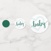Baby Heart | Hunter Green Simple Blüh Script Konfetti (Vorderseiten)