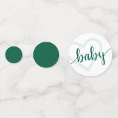 Baby Heart | Hunter Green Simple Blüh Script Konfetti (Rückseiten)