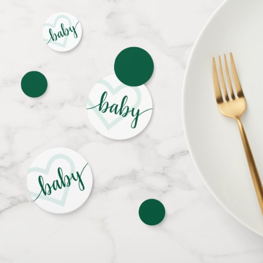 Baby Heart | Hunter Green Simple Blüh Script Konfetti (Gruppe)
