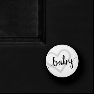 Baby Heart   Klassisches Schwarzes Geblüht Skript Keramikknauf