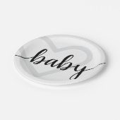Baby Heart | Klassisches Schwarzes Skript Geblüht Pappteller (Schrägansicht)