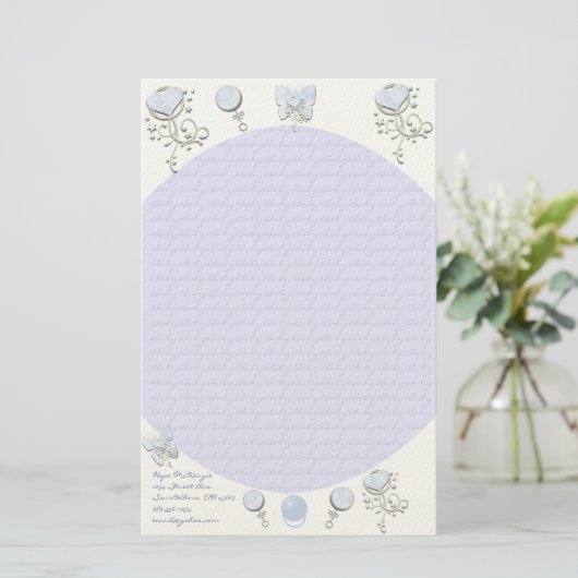 Baby Heart Rattle Lavender Briefpapier (Stehend Vorderseite)