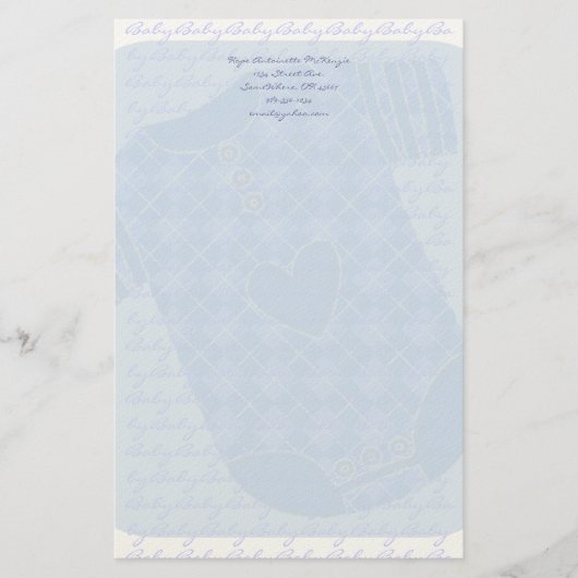 Baby Heart Rattle Raute Onsie Baby Blue Briefpapier (Vorderseite)