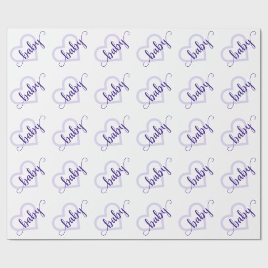 Baby Heart | Royal Grape Lila Blüh Script Geschenkpapier (Flach)