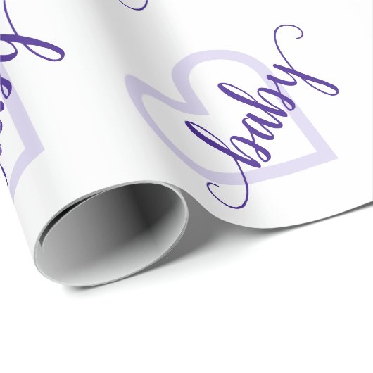 Baby Heart | Royal Grape Lila Blüh Script Geschenkpapier (Rolleneckpunkt)