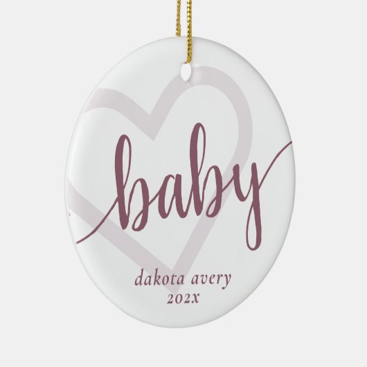 Baby Heart | Wüste Rose Taupe Blühte Custom Keramik Ornament (Rechts)