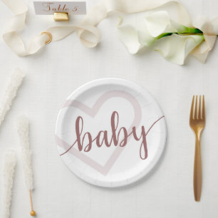 Baby Heart Wüste Rose Taupe Blühte Skript Pappteller