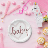 Baby Heart | Wüste Rose Taupe Blühte Skript Pappteller (Party)