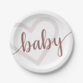 Baby Heart | Wüste Rose Taupe Blühte Skript Pappteller (Vorderseite)