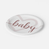 Baby Heart | Wüste Rose Taupe Blühte Skript Pappteller (Schrägansicht)
