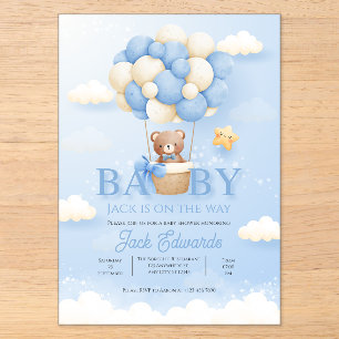Baby-Heißluftballon-Aquarell-Baby-Party-Kunst Acryleinladungen