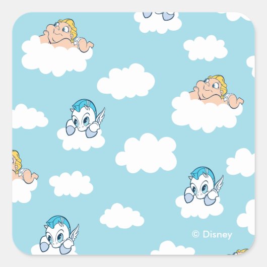 Baby Hercules and Pegasus Cloud Pattern Square Sti Quadratischer Aufkleber (Vorderseite)
