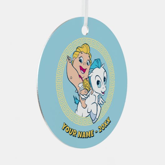 Baby-Hercules reitet auf Pegasus Metall-Ornament Ornament Aus Metall (Vorderseite Rechts)