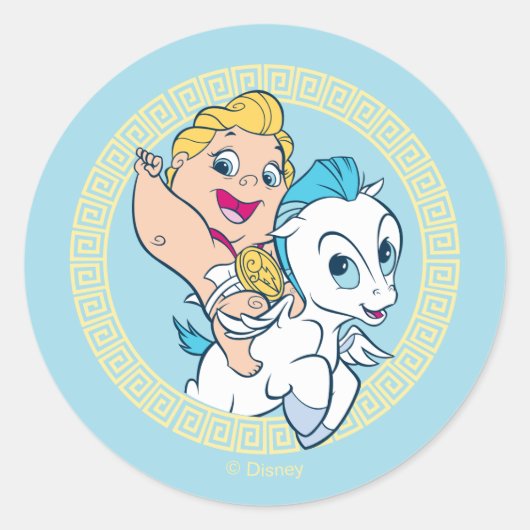 Baby Hercules Riding Pegasus Classic Round Sticker (Vorderseite)