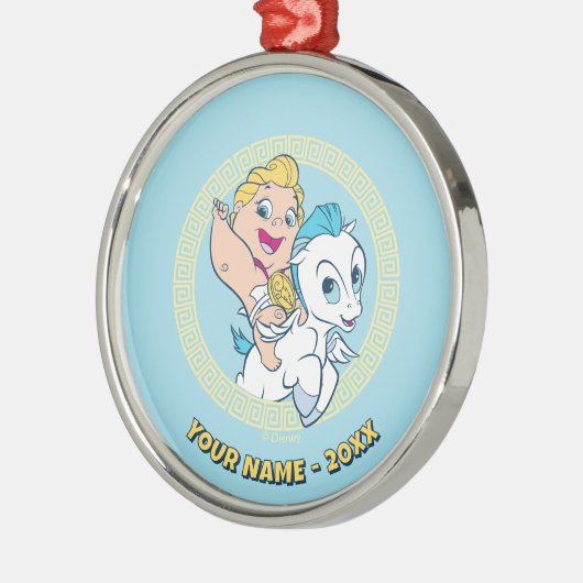 Baby Hercules Riding Pegasus Metal Ornament (Links)