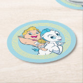 Baby Hercules Riding Pegasus Round Paper Coaster Runder Pappuntersetzer (Angewinkelt)