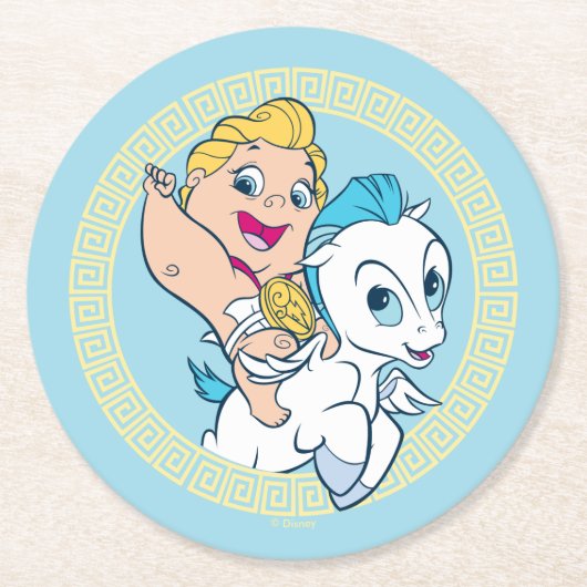 Baby Hercules Riding Pegasus Round Paper Coaster Runder Pappuntersetzer (Vorderseite)
