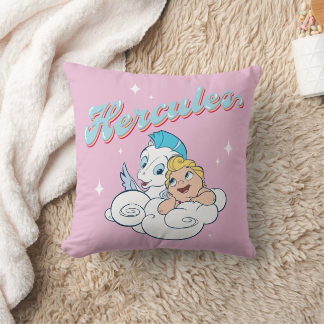 Baby Hercules und Pegasus auf einer Wolke Zierkiss Kissen (Decke)