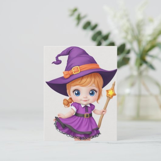 Baby Hexe Feiertagskarte (Stehend Vorderseite)