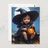 Baby Hexe Halloween Postkarte (Vorne/Hinten)