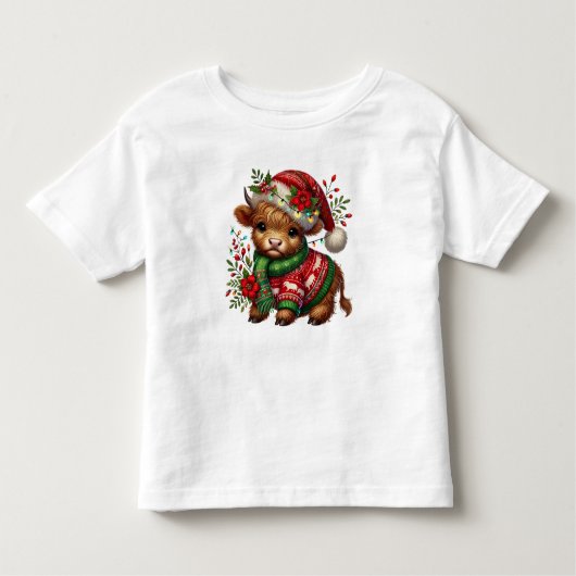 Baby Highland Christmas Cow Kleinkind T-shirt (Vorderseite)