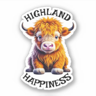Baby Highland Cow Adorable Ai Art Aufkleber