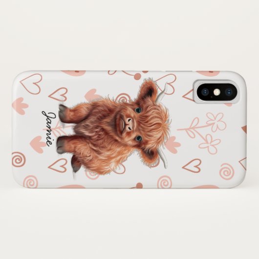 Baby Highland Cow Individuelle Name Case-Mate iPhone Hülle (Rückseite (Horizontal))
