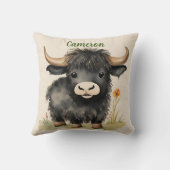 Baby Highland Cow Neutral Personalisiert Kissen (Rückseite)