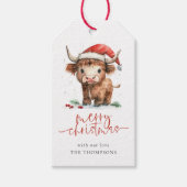 Baby Highland Cow Santa Script Frohe Weihnachten Geschenkanhänger (Vorderseite)
