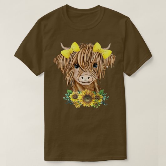 Baby Highland Cow Sonnenblume Western Land Heifer T-Shirt (Design vorne)