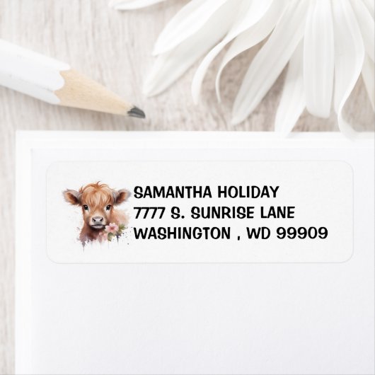 Baby Highland Cow Spring Watercolor (Insitu)