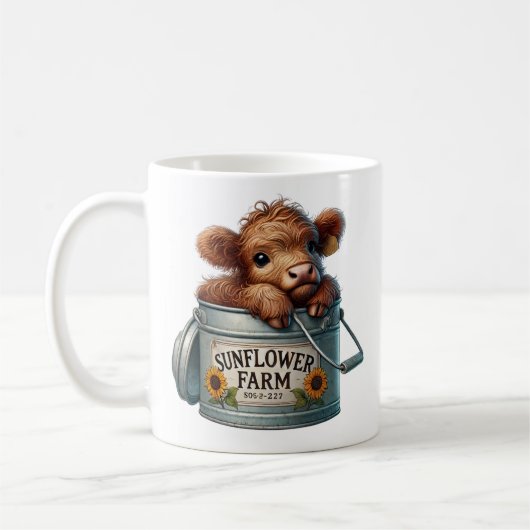 Baby Highland Cow Sunflower Farm Kaffeetasse (Links)