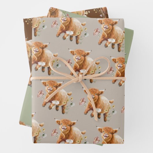 Baby Highland Cow Wrapping Paper Sheets Geschenkpapier Set (Beispiel)