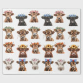Baby Highland Cows Dusche Geburtstag Geschenkpapier (Flach)