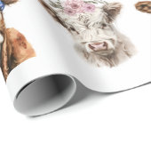 Baby Highland Cows Dusche Geburtstag Geschenkpapier (Rolleneckpunkt)