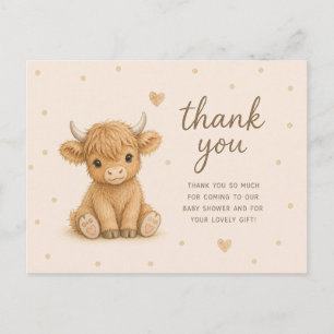 Baby Highland Kuh Kalb Babyparty Dankeschön Postkarte