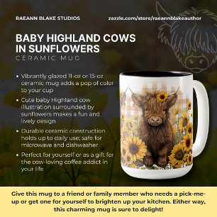 Baby Highland Kühe in Sonnenblumen Keramik Tasse