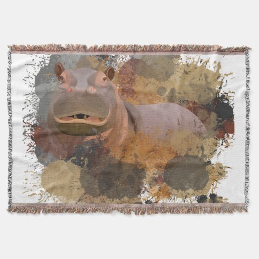 Baby Hippo Abstrakt Paint Spritzer Wildlife Decke (Vorderseite)