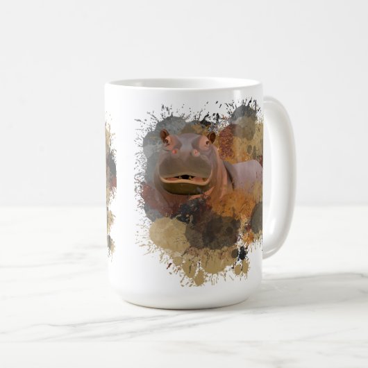 Baby Hippo Abstrakt Paint Spritzer Wildlife Kaffeetasse (VorderseiteRechts)