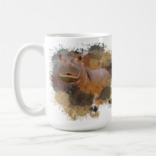 Baby Hippo Abstrakt Paint Spritzer Wildlife Kaffeetasse