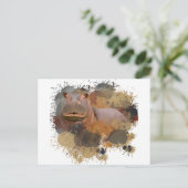 Baby Hippo Abstrakt Paint Spritzer Wildlife Postkarte (Stehend Vorderseite)