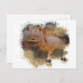 Baby Hippo Abstrakt Paint Spritzer Wildlife Postkarte (Vorne/Hinten)